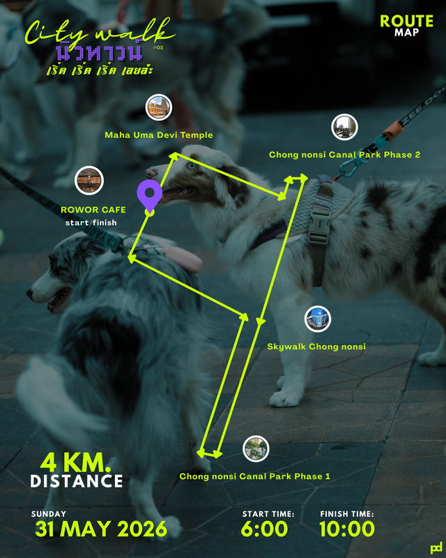 Walk route for PETDERR CITY WALK นิวทาวน์ #03